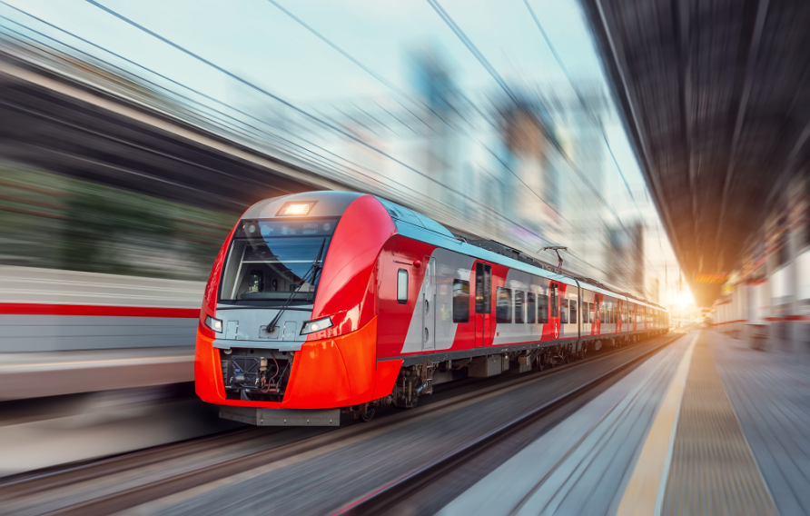 Red high speed train